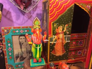 Painted figurines, frame, and jewelry box from India