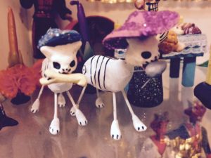 Day of the Dead cat figurines