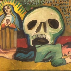 Virgin of Guadalupe with Skull Ex-Voto