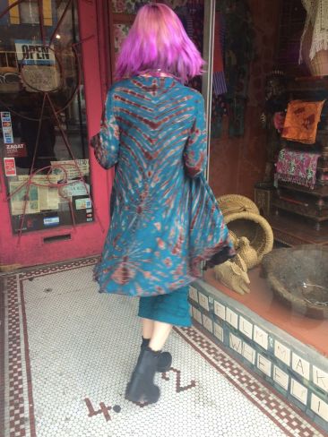 Long brown and teal tie-dye jacket by KATHMANDU IMPORTS, $62.50