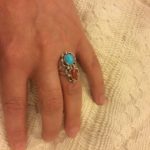Sterling, turquoise, and coral ring