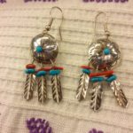 Sterling silver earrings with turquoise and coral
