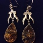 Mexican silver earrings with large amber drops