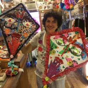 Julia with Mexican folk art kites