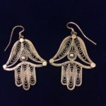 Mexican silver hamsa earrings, $165
