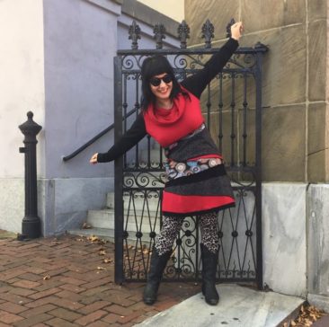 Red cowl neck tunic dress by COLINE, $57
