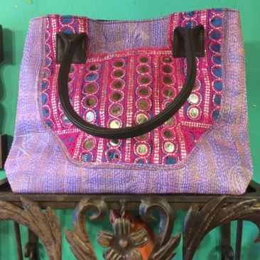 Kantha-stitched bag, $77