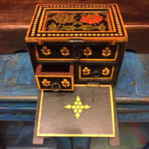 Painted wooden jewelry box, $95