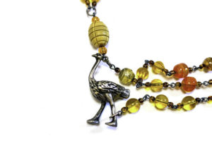 necklace, guatemala, silver, czech glass beads, ostrich, chacal, $240